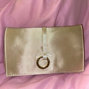 Bvlgari Exclusive for Emirates Ivory Satin Travel Case Pouch Gold Emblem Women’s